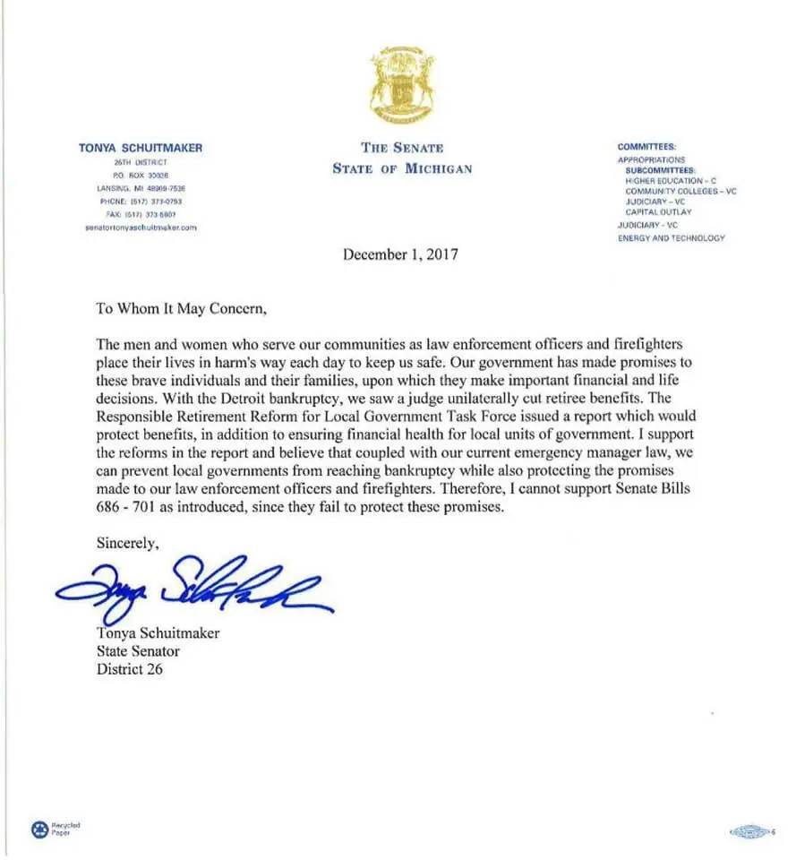 tonya schutimaker statement on senate bills 686-701
