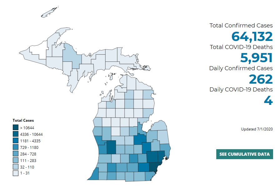 Map of Michigan COVID-19 Cases | July Updates