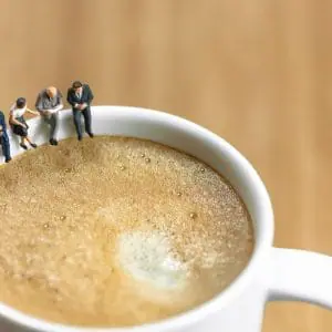 people chatting over coffee