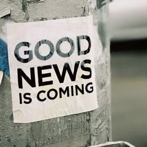 Good News is Coming sign on pole | 2020 Year In Review