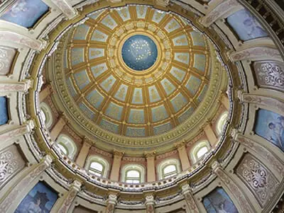 Legislative building ceiling with paintings | MI Safer Communities on POAM.net