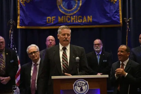 Deputy Tappen of Lapeer County DSA accepted their POAM 2022 Police Officers of the Year Awards.