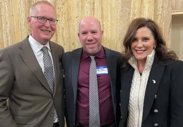 Michigan State Rep Haadsma, POAM VP Jonathan Pignataro, and Michigan Governor Gretchen Whitmer