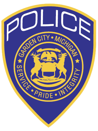 Blue shield with MI state crest | Garden City Police Officer Badge logo