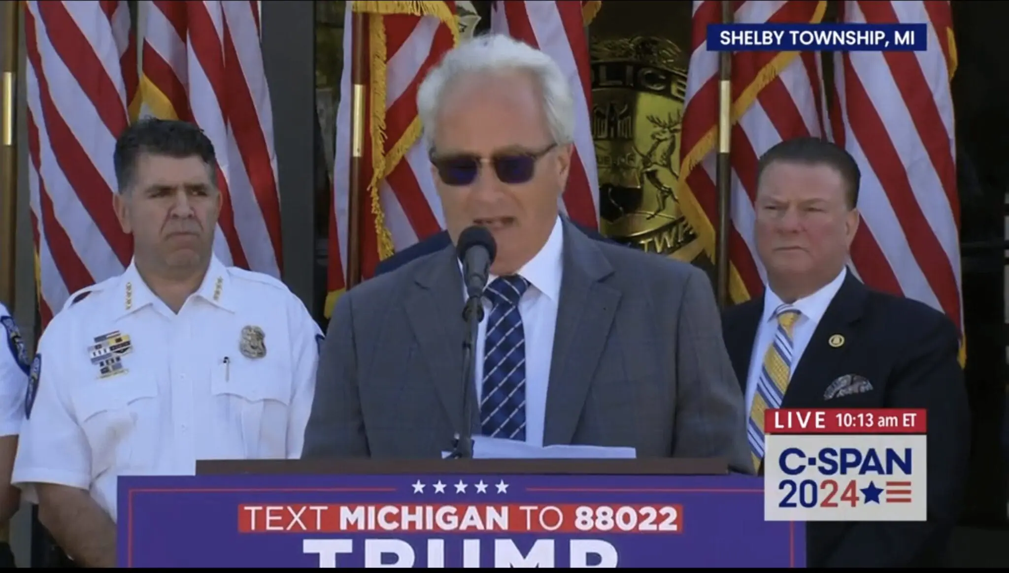 POAM President Jim Tignanelli spoke at the J.D. Vance Press Conference in Shelby Township, Michigan.