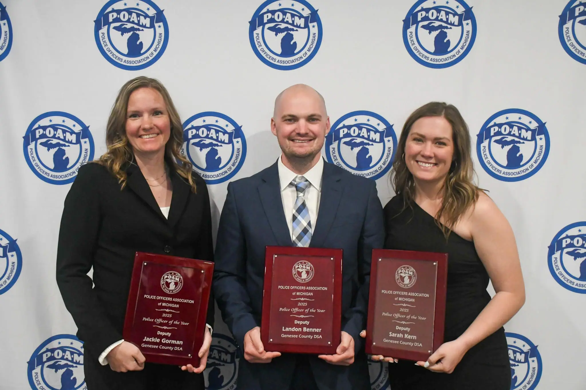 Genesee County - POAM Police Officer of the Year Awards - Deputies Sarah Kern, Landon Benner, and Jackie Gorman