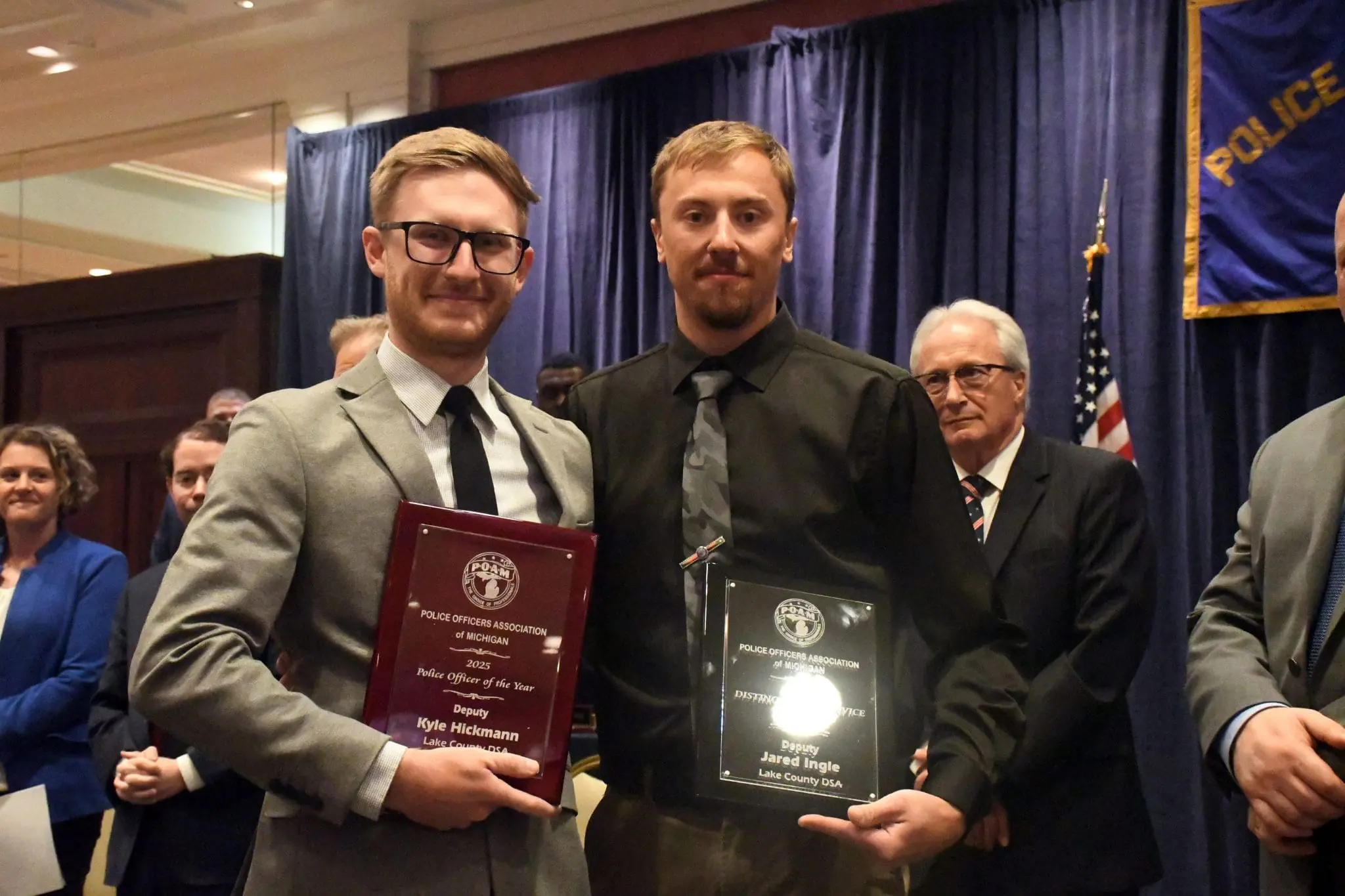 Lake County DSA Deputies Kyle Hickmann and Jared Ingle receiving their Police Officer of the Year and Distinguished Service Awards at the Annual Convention.