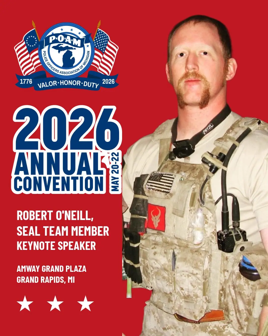 Former Navy SEAL Veteran Robert O'Neill, a keynote speaker at the 2026 POAM Annual Convention.